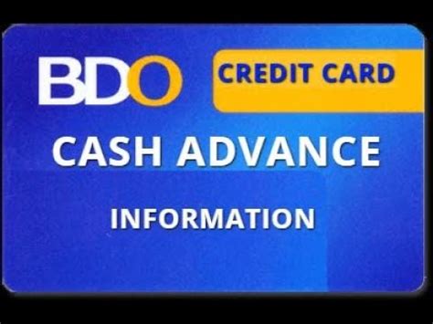 bdo credit card how to cash advance